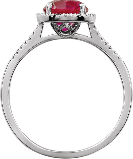 Sterling Silver Lab-Grown Ruby & .01 CTW Natural Diamond Ring