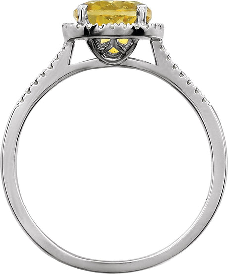 Sterling Silver Natural Citrine & .01 CTW Natural Diamond Ring