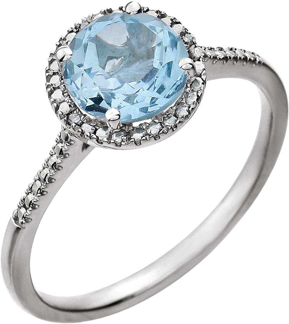 Sterling Silver Natural Sky Blue Topaz & .01 CTW Natural Diamond Ring