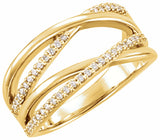 14K Yellow 1/5 CTW Natural Diamond Criss-Cross Ring
