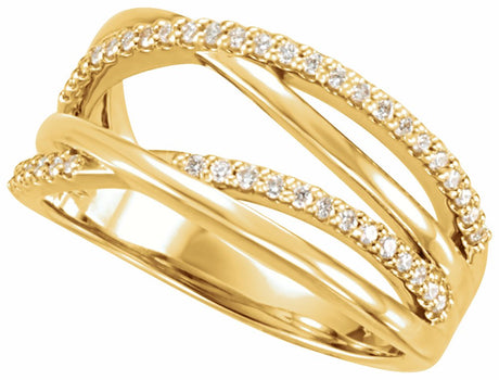 14K Yellow 1/5 CTW Lab-Grown Diamond Criss-Cross Ring