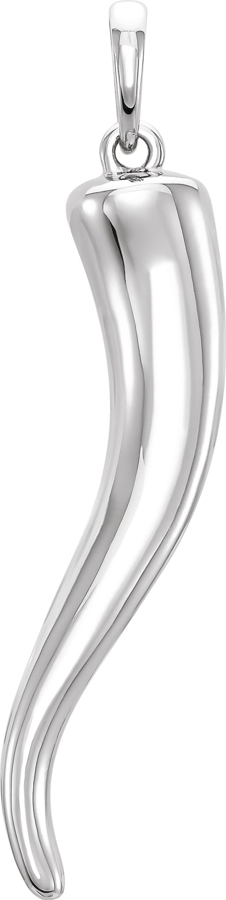 14K White Gold Italian Horn Pendant