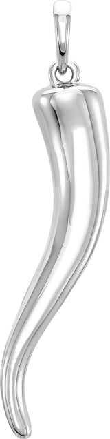 14K White Gold Italian Horn Pendant