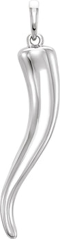14K White Gold Italian Horn Pendant