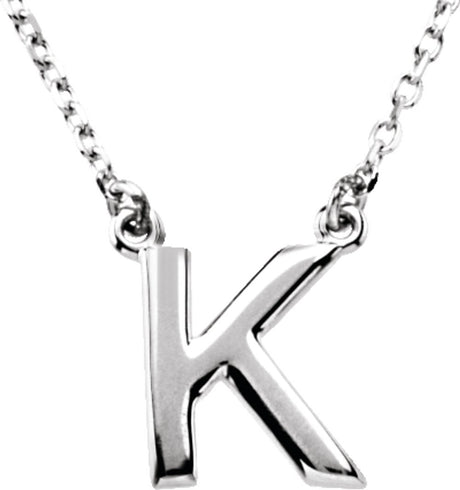 14K White Block Initial K 16" Necklace