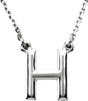 Sterling Silver Block Initial H 16" Necklace