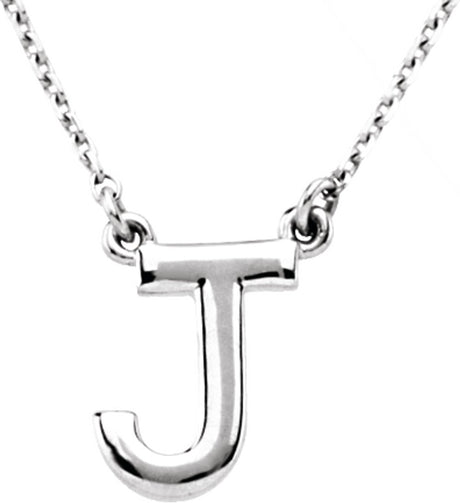 14K White Gold Block Initial J 16" Necklace