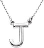 14K White Gold Block Initial J 16" Necklace
