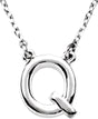 Sterling Silver Block Initial Q 16" Necklace