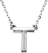 Sterling Silver Block Initial T 16" Necklace