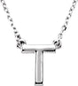 Sterling Silver Block Initial T 16" Necklace
