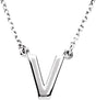 14K White Gold Block Initial V 16" Necklace