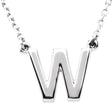Sterling Silver Block Initial W 16" Necklace