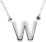 Sterling Silver Block Initial W 16" Necklace