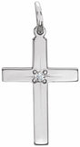 14K White Gold .0075 CT Natural Diamond Cross Pendant