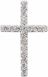 14K White 1/6 CTW Natural Diamond Petite Cross Pendant