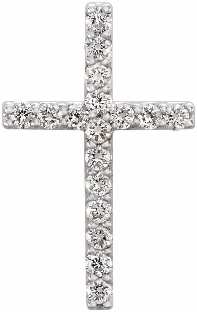 14K White Gold 1/6 CTW Natural Diamond Petite Cross Pendant
