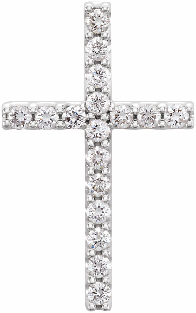 14K White Gold 1/4 CTW Lab-Grown Diamond Petite Cross Pendant