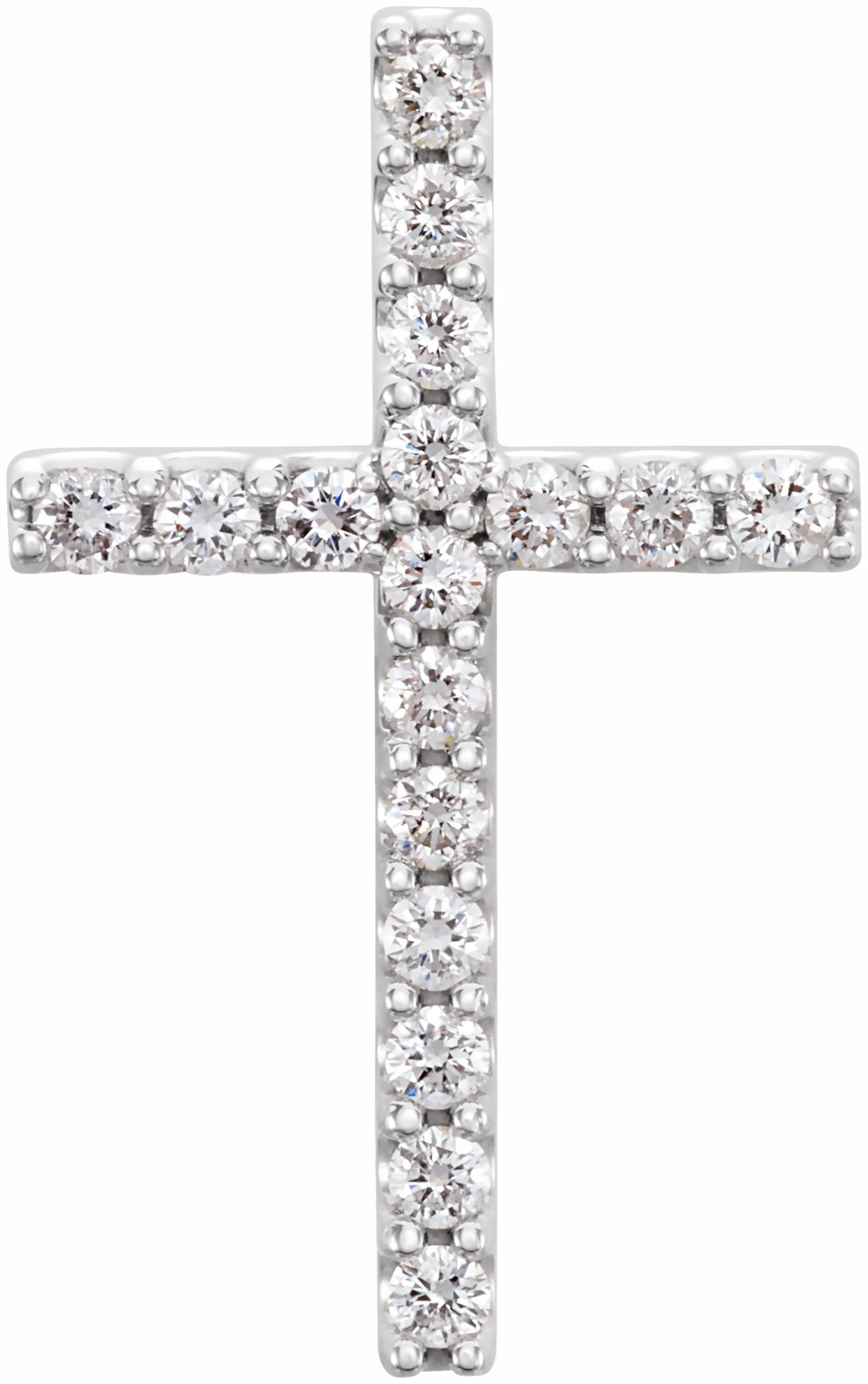 14K White 1/4 CTW Natural Diamond Petite Cross Pendant