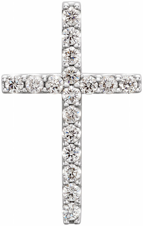 14K White 1/5 CTW Natural Diamond Petite Cross Pendant