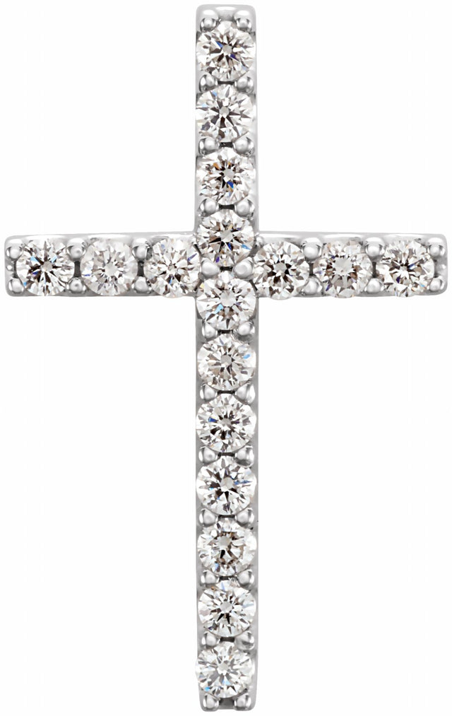 14K White 1/5 CTW Natural Diamond Petite Cross Pendant