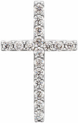 14K White Gold 1/5 CTW Natural Diamond Petite Cross Pendant
