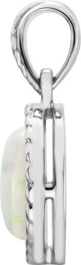 14K White Natural White Opal Pendant