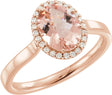 14K Rose Natural Pink Morganite & 1/8 CTW Natural Diamond Ring 