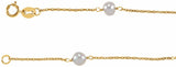 14K Yellow Gold 4-4.5 mm Cultured White Freshwater Pearl 6" Bracelet