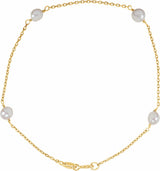 14K Yellow Gold 4-4.5 mm Cultured White Freshwater Pearl 6" Bracelet