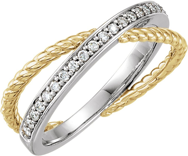 14K Yellow/White 1/5 CTW Natural Diamond Criss-Cross Rope Ring