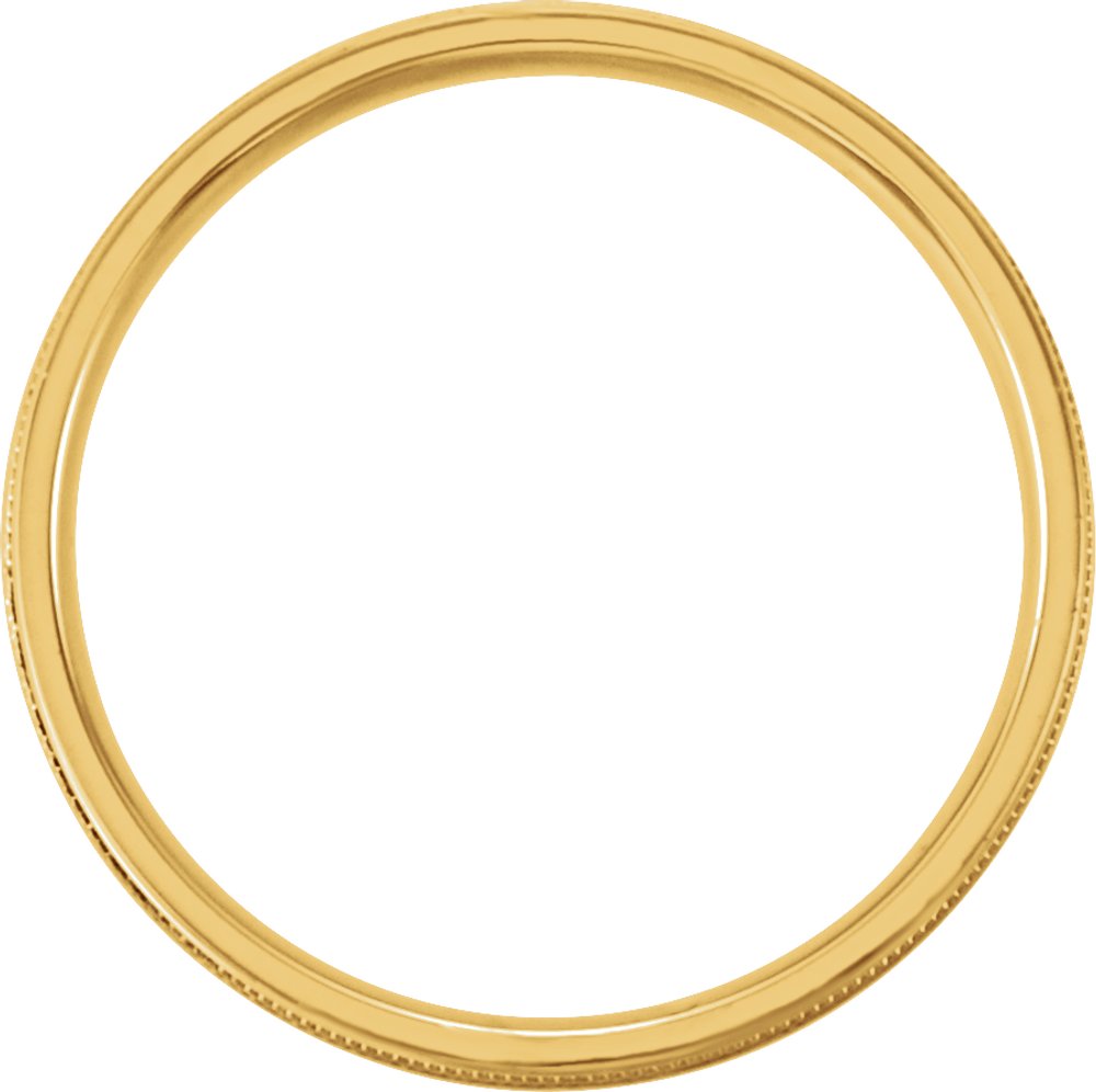 14K Yellow 4 mm Flat Edge Comfort-Fit Band with Milgrain & Satin Finish Size 10