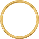 14K Yellow 4 mm Flat Edge Comfort-Fit Band with Milgrain & Satin Finish Size 10