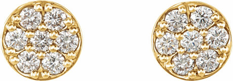14K Yellow 3/8 CTW Natural Diamond Cluster Earrings