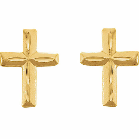 14K Yellow Youth Cross Earrings