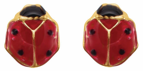 14K Yellow Youth Ladybug Earrings