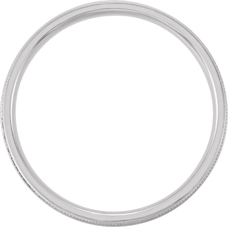 14K White 6 mm Flat Edge Comfort-Fit Band with Milgrain & Satin Finish