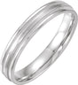 14K White Gold 6 mm Flat Edge Comfort-Fit Band with Milgrain & Satin Finish Size 8.5