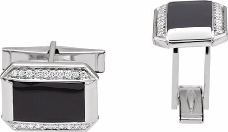 14K White 1/4 CTW Natural Diamond Cuff Links