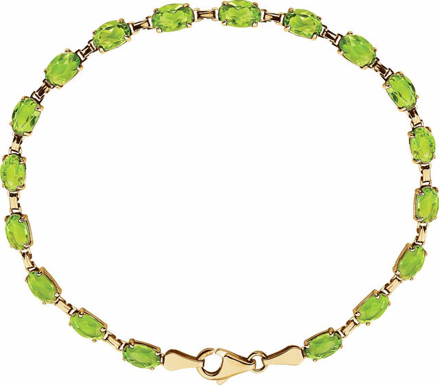 14K Yellow Natural Peridot 7.25" Bracelet
