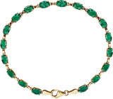 14K Yellow Gold Lab-Grown Emerald 7 1/4" Bracelet