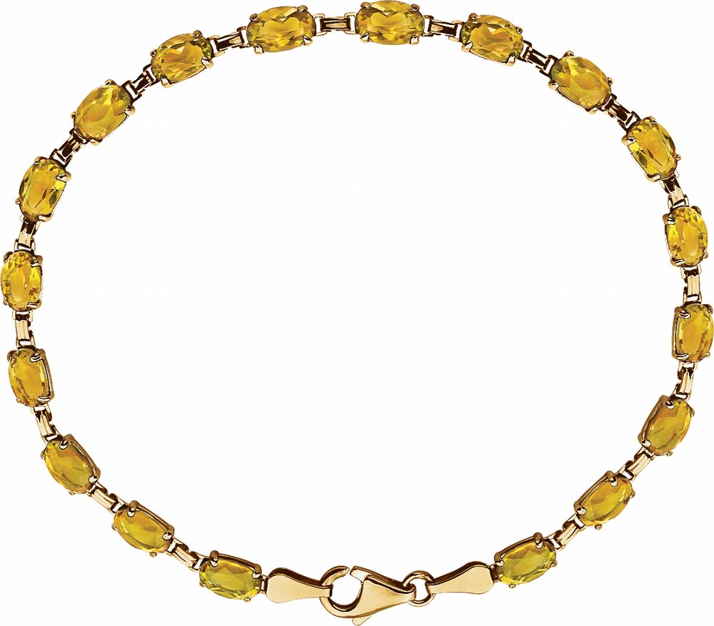 14K Yellow Natural Citrine 7.25" Bracelet