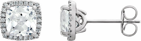 14K White Lab-Grown White Sapphire & 1/8 CTW Natural Diamond Earrings