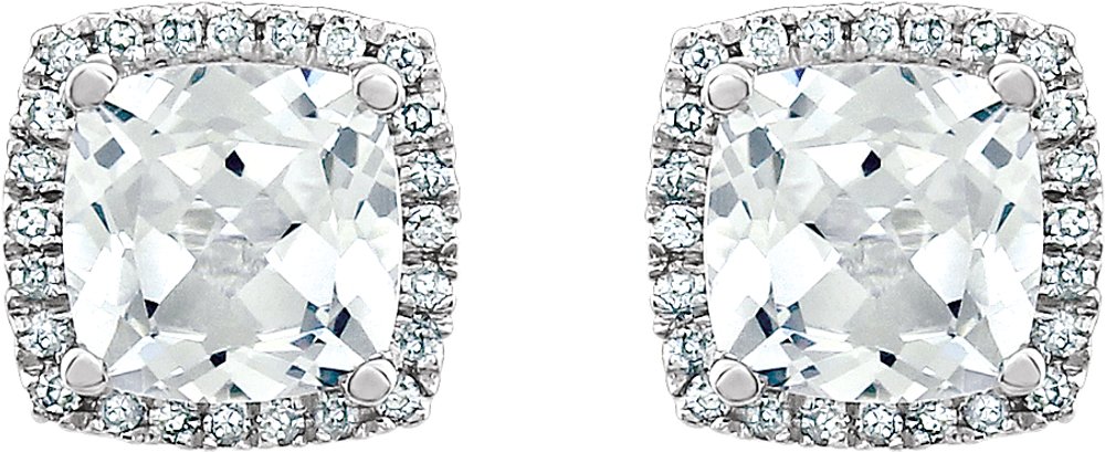 14K White Lab-Grown White Sapphire & 1/8 CTW Natural Diamond Earrings