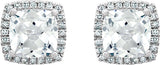 14K White Lab-Grown White Sapphire & 1/8 CTW Natural Diamond Earrings