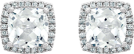 14K White Lab-Grown White Sapphire & 1/8 CTW Natural Diamond Earrings