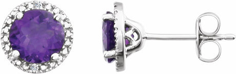 Sterling Silver Natural Amethyst & .01 CTW Natural Diamond Earrings