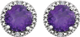 Sterling Silver Natural Amethyst & .01 CTW Natural Diamond Earrings