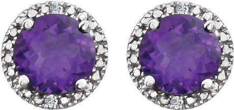 Sterling Silver Natural Amethyst & .01 CTW Natural Diamond Earrings