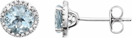 Sterling Silver Natural Aquamarine & .01 CTW Natural Diamond Earrings